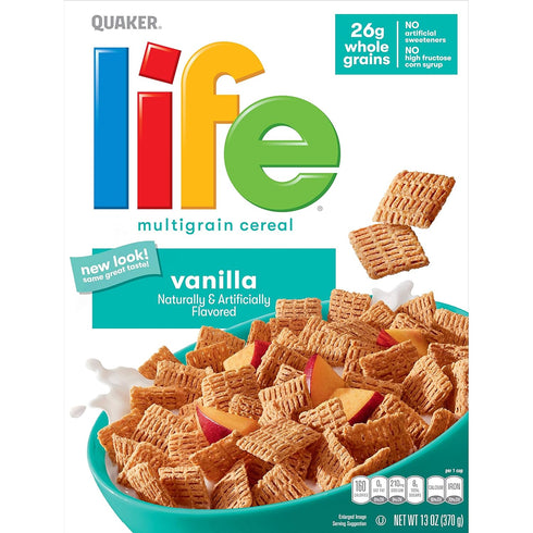 13 oz Quaker Life Cereal, Vanilla, Box