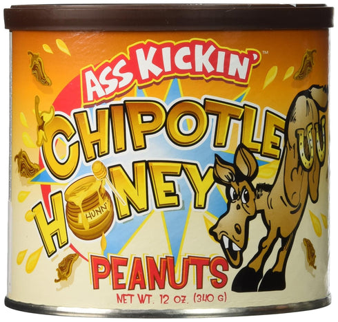 ASS KICKIN’ Chipotle Honey Roasted Peanuts, 12 Oz., Ultimate Spicy Gourmet Gift