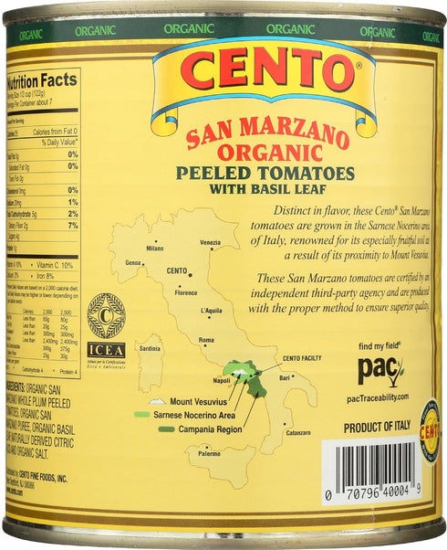 Cento 28 Foods, Organic San Marzano Peeled Tomatoes, Ounce