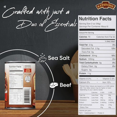 14.5 Oz Pack 1 Keystone Meats All Natural Canned Beef Long Term Emergency Survival Food Canned Meat | Fully Cooked