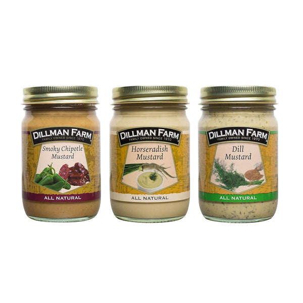 Dillman Farm All Natural Gourmet Mustard Variety Pack (3pk) |Smoky Chipotle Mustard,