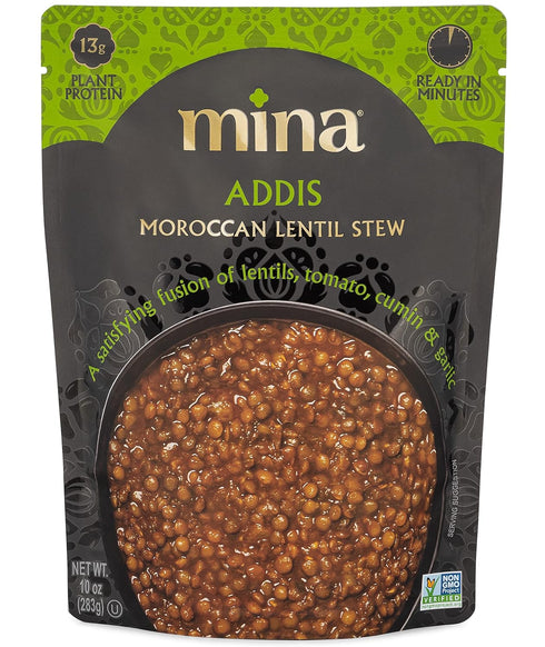 Packaged 10 oz (Pack 6) Mina Moroccan Lentils, Ready to Eat, Lentils High In Plant Based Protein, Vegan, Non-GMO