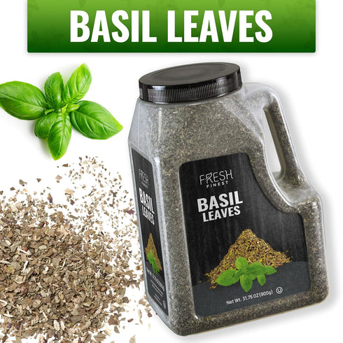 2 LB (31.75 oz) Fresh Finest Basil Leaves Spice Bulk Premium Dried Sweet Basil Bulk, Non-GMO, Kosher, Gluten-Free