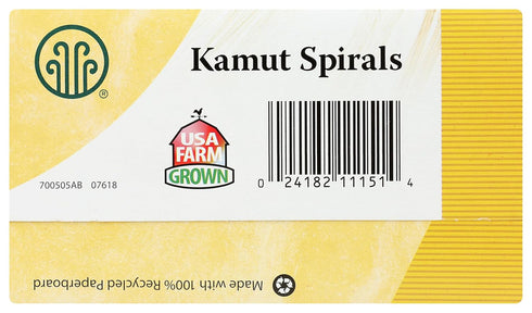 12 oz, 100% Eden Organic Kamut Spirals, Whole Grain, Fusilli, Macaroni Cut, Non-GMO