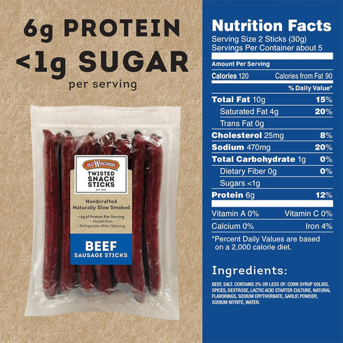 Old Wisconsin 5 Package (Pack 2) Beef Deli Sticks, Ounce