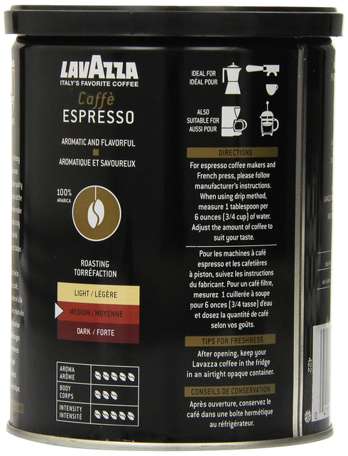 8-Ounce (Pack 3) Lavazza Caffe Espresso Ground Coffee, Cans