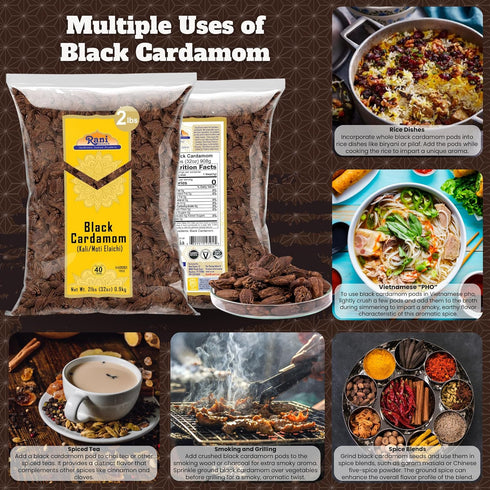32oz (2lbs) 908g Rani Black Cardamom Pods (Kali Elachi) Whole Indian Spice Bulk ~ All Natural | Vegan | Gluten Friendly