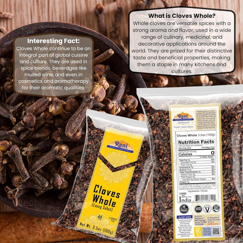 Rani Cloves Whole (Laung) 3.5oz (100g), Great for Food, Tea, Pomander Balls, Hand Selected, All Natural, Kosher, Vegan