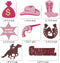 24 Pcs Cowgirl Party Cupcake Toppers, Pink Western Decorations for Kids Birthday Party, Baby Shower Supplies