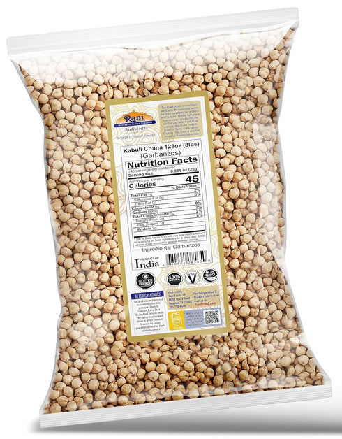 128oz (8lbs) 3.63kg Rani Garbanzo Beans (Kabuli Chana) Bulk ~ All Natural | Vegan | Gluten Friendly | NON-GMO | Kosher