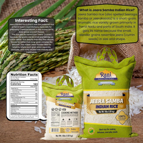 64oz (4lbs) 1.81kg Rani Jeera Samba Indian Rice Cloth Bag ~ All Natural | Gluten Friendly | Vegan | Kosher | Export