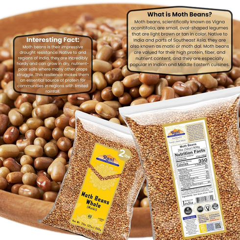 32oz (2lbs) 908g Rani Moth Beans Whole ~ All Natural | Gluten Friendly | Non-GMO | Kosher | Vegan | Indian Origin