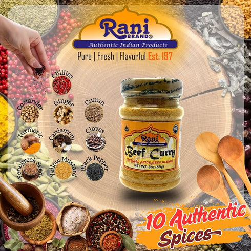 Rani Beef Curry Masala Indian 10-Spice Blend, 3oz (85g) PET Jar ~ All Natural | Vegan | Gluten Friendly | NON-GMO |