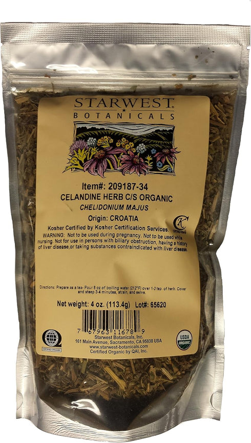 Organic Celandine Herb C/S, 4oz, 4 ounces