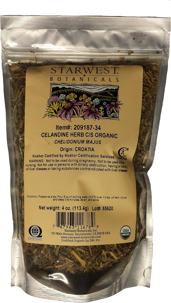 Organic Celandine Herb C/S, 4oz, 4 ounces
