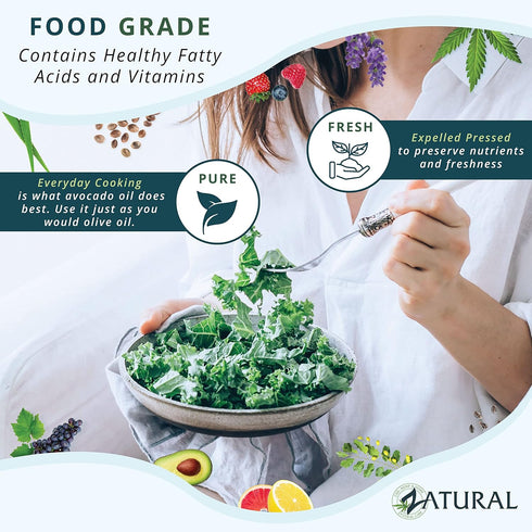100% (32 Zatural Avocado Oil Pure Natural without Additives, Clean, Cold Pressed, Non-GMO, Vegan: For Cooking, Frying