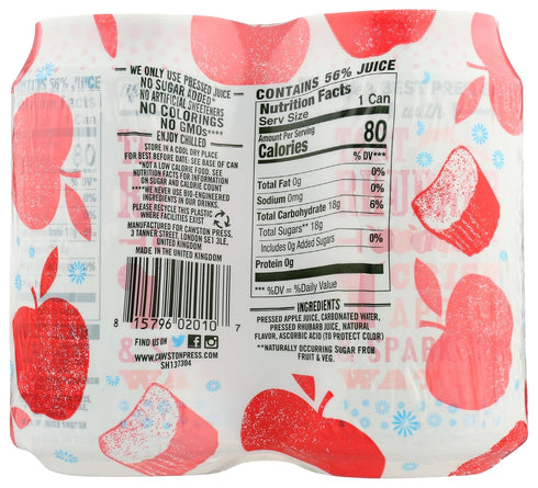 11 Oz (Pack 4) Cawston Press Sparkling Water, Rhubarb & Crisp Apple, Fl