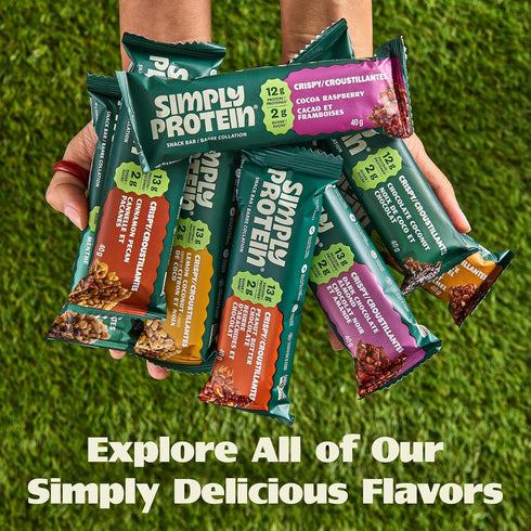 Pack, 3 13g 2g 7g 12 Simply Protein - Crispy Vegan Protein Bars Variety Flavors - Plant Based, Protein Snacks
