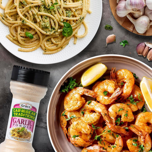 2 Pack Grace Caribbean Traditions Garlic Powder - - Caribbean Granulated Garlic Powder - Ground Garlic Powder Seasoning