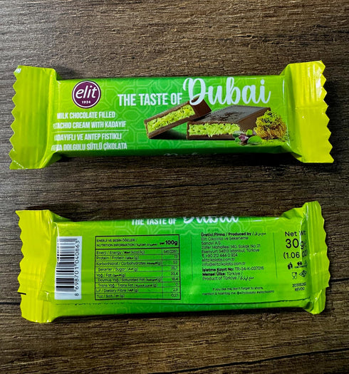12 Pack 1.05 oz 12.06 oz (360g) Mini Dubai Chocolate Bar Pistachio | x | Milk Chocolate Filled with Pistachio Cream