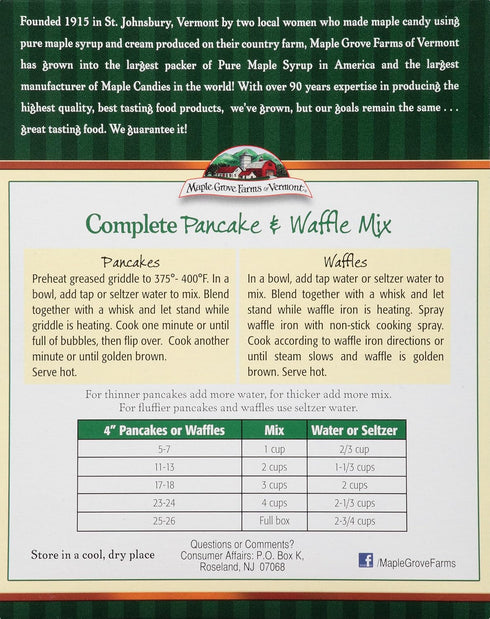 24 Maple Grove Farms Pancake & Waffle Mix, Complete, Ounce