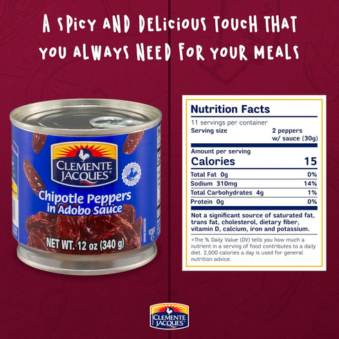 Clemente Jacques 12 oz (Pack 12) Chipotle Peppers in Adobo Sauce