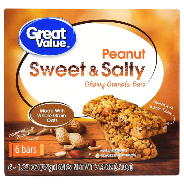 Great Value Chewy Granola Bars, Sweet & Salty Almond, 7.4 oz, 6 Count, pack
