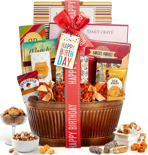 Broadway Basketeers Birthday Gift Basket Gourmet Snacks & Sweet Treat Box with