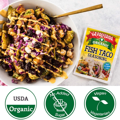 1oz (Pack 6) La Preferida Organic Fish Taco Seasoning (Chef-Crafted Mexican Spice Blend) Chili, Cumin & Oregano USDA