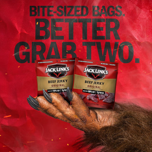 Multipack 100% 7g 0.625 oz (20 Pack) Jack Link's Beef Jerky - Original - Made with Real Beef - Ready to Eat Real Meat