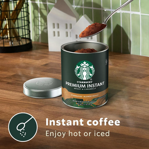 3.17 oz Starbucks Premium Instant Coffee, Starbucks Blonde Roast Coffee, Arabica Beans, Three Tins