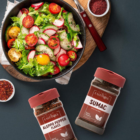 5.3oz, 6.4oz, Set Eastanbul Aleppo Pepper and Sumac, Aleppo Pepper Flakes Sumac Spice Spice of Pul Biber and Sumak