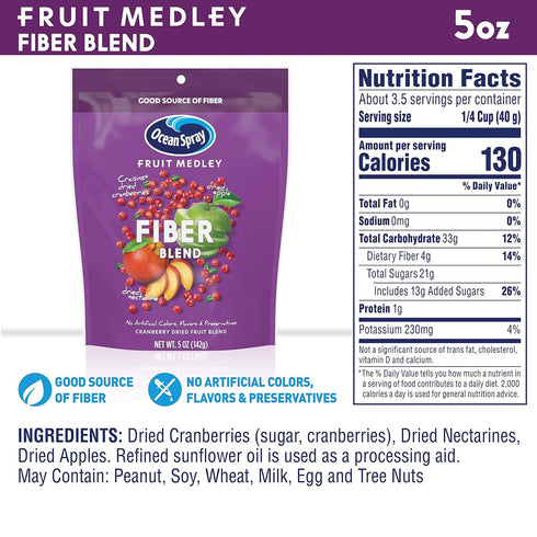 5 Oz, Pack 12 Ocean Spray Fruit Medley Fiber Blend