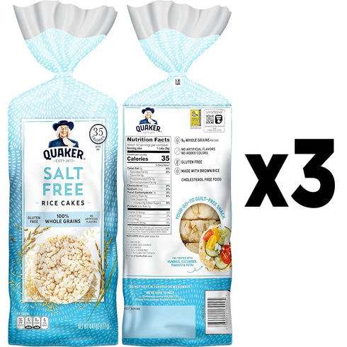 8.53 (Pack 3) Quaker Large Rice Cakes, Salt Free, Ounce
