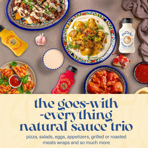 Pack 3 Mezete Traditional Middle Eastern Sauce Bundle | Vegan Dips and Spreads | Free from Preservatives | Non-GMO |