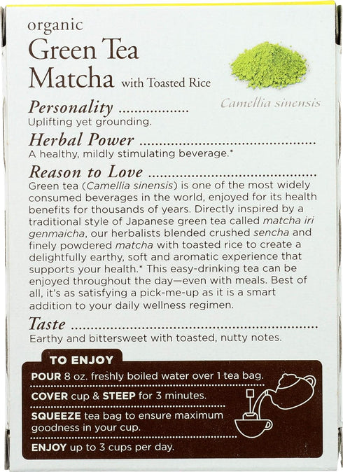 96 (6 Pack) Traditional Medicinals Tea, Organic Green Tea Matcha, Genmaicha, Supports Health, Kosher, Non-GMO