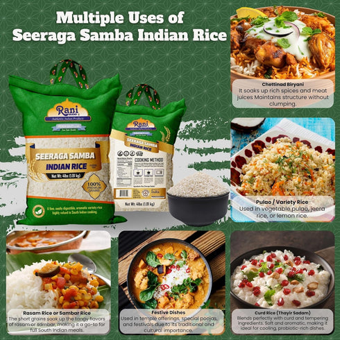 64oz (4lbs) 1.81kg Rani Seeraga Samba Indian Rice Cloth Bag ~ All Natural | Gluten Friendly | Vegan | Kosher | Export