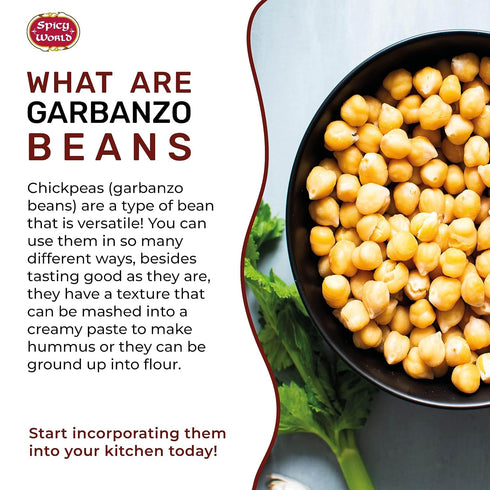 Spicy World 4 LB Hummus Garbanzo Beans - Chickpeas Dried Bag - All Natural, Sproutable, Perfect for - by