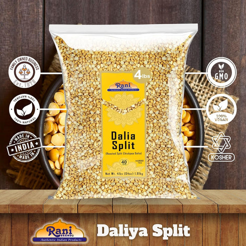 4lbs (64oz) Rani Daliya Split (Roasted Split Chickpeas Dalia) ~ All Natural | Vegan | Indian Origin