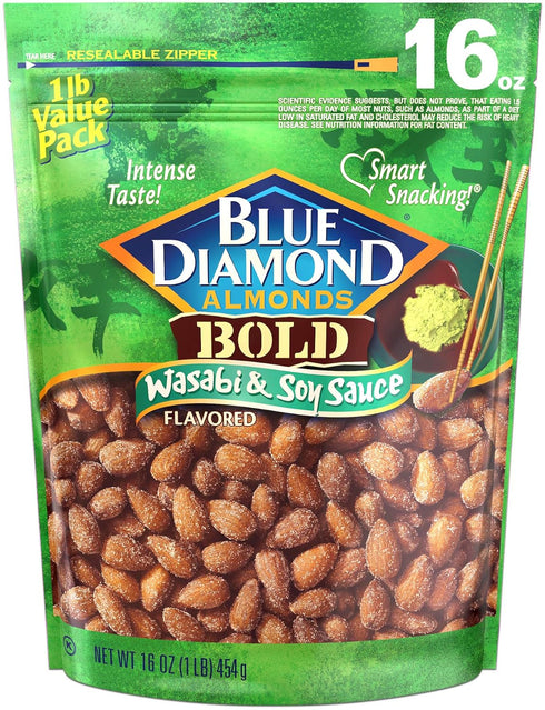 Blue Diamond Wasabi & Soy Sauce Almonds - Flavorful Snack Nuts