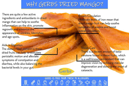 4 lbs. 14 Gerbs Sweetened Dried Mango Slices | Unsulfured, No Artificial Additives, Resealable Bag | Naturally Chewy