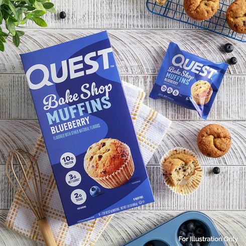 Quest Bake Shop Blueberry Muffins - 10g Protein, 2g Net Carbs, 2g Sugar, 8 Count