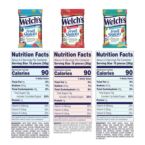 Pack Pack, 5oz (Pack 12) Welchs Fruit Snacks, Variety With Mixed Fruit, Strawberry & Island Fruits, Gluten Free, Bulk