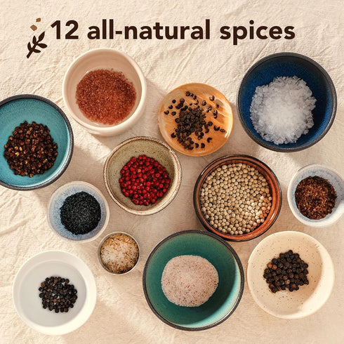 Set 6 6 Set Salt & Pepper Gift Box l Spice & Seasoning for Cooking l Salts & Peppers - Himalayan, Hawaiian, Lemon