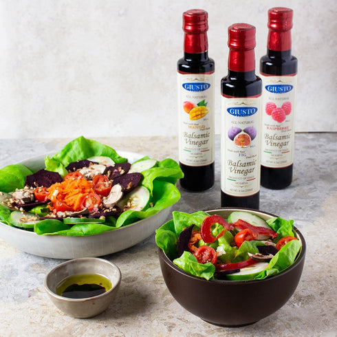 8.5oz Giusto Sapore All Natural Raspberry Balsamic Vinegar of Modena P.G.I. - Made with Real Fruit Puree - Imported