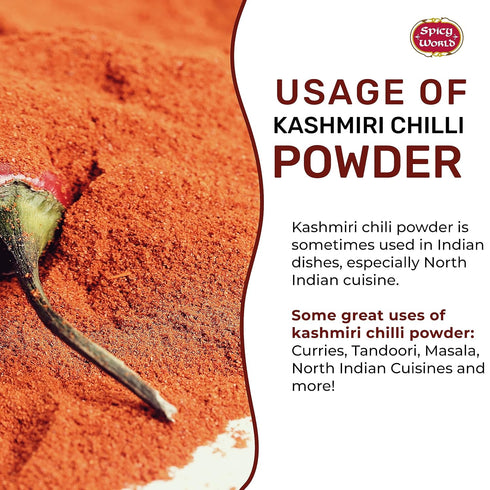 Spicy World 7 Kashmiri Chili Powder Red Ounce Resealable bag | All Natural Low Heat, Chili Powder - Red Pepper Powder