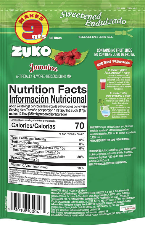 Pack, 14.1 oz, Pack 6 Zuko Jamaica Instant Powder Drink Family