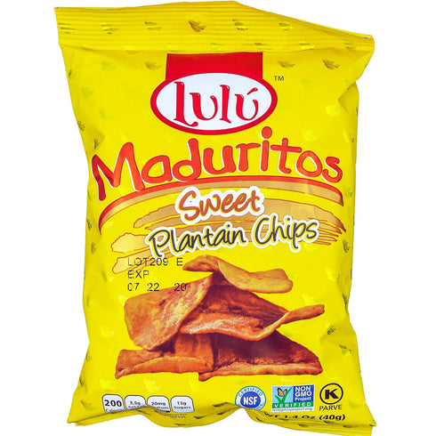 GEEGVV 1.4oz (Pack 12, 16.8 Oz) LULU Maduritos Sweet Plantain Chips, Gluten-Free, Bag of Total