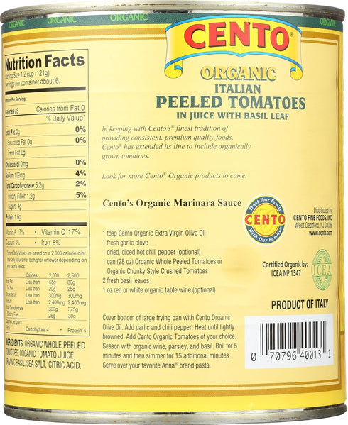 Cento 28 OZ FOODS Organic Whole Tomatoes