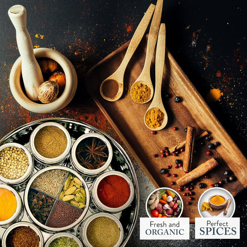 The Three Sisters (13 Set) Organic Indian Spices Pc. Natural, Authentic, and Traditional Flavors for Cookbook Recipes |